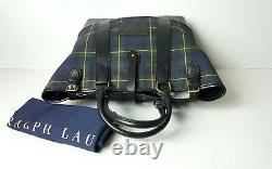 Polo Ralph Lauren Tartan Plaid Leather/canvas Large Tote Bag Unisex