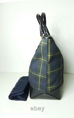 Polo Ralph Lauren Tartan Plaid Leather/canvas Large Tote Bag Unisex