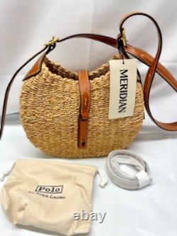 Polo Ralph Lauren Twisted Raffia & Leather Shoulder Bag New