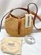 Polo Ralph Lauren Twisted Raffia & Leather Shoulder Bag New