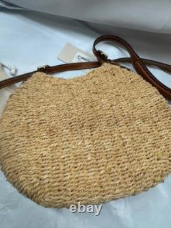 Polo Ralph Lauren Twisted Raffia & Leather Shoulder Bag New