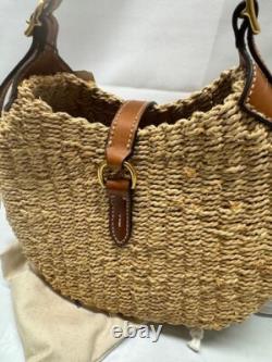 Polo Ralph Lauren Twisted Raffia & Leather Shoulder Bag New