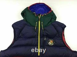 Polo Ralph Lauren VTG COOKIE PATCH Colorblocked Skier Hooded Down Jacket Vest S