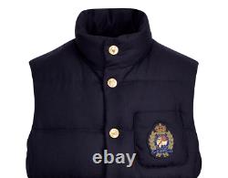 Polo Ralph Lauren VTG Preppy Royal Bullion Crest Patch Wool 750 Down Jacket Vest