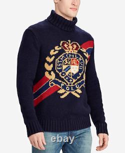 Polo Ralph Lauren VTG Retro 100% Wool Crest Crown Ski Turtleneck Knit Sweater 92