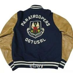 Polo Ralph Lauren Varsity Leather Wool Jacket Paratroopers 067 USRL RARE Sz XL