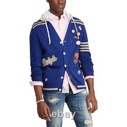 Polo Ralph Lauren Varsity Patchwork Hybrid Hooded Cardigan Sweater New $468