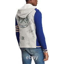 Polo Ralph Lauren Varsity Patchwork Hybrid Hooded Cardigan Sweater New $468