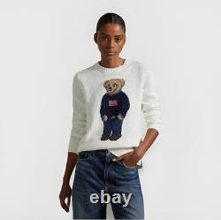 Polo Ralph Lauren Women's Bear Sweater XL Embroidered Linen Cotton Nwt