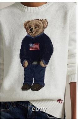Polo Ralph Lauren Women's Bear Sweater XL Embroidered Linen Cotton Nwt