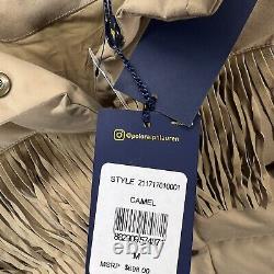 Polo Ralph Lauren Women's Medium Suede Fringe Western Down Puffer Coat NWT $698