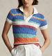 Polo Ralph Lauren Women's Slim Fit Striped Cable-knit Polo Shirt L