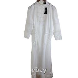 Polo Ralph Lauren Women's White Cotton Voile Midi Lace Dress Edwardian size 16