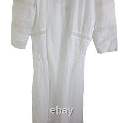Polo Ralph Lauren Women's White Cotton Voile Midi Lace Dress Edwardian size 16