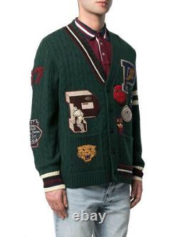 Polo Ralph Lauren Wool Patchwork Varsity Cardigan Sweater New $498