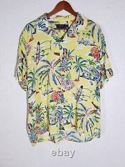 Polo Ralph Lauren hula pinup girls Hawaiian XL Shirt Floral camp beach palms HTF