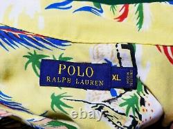 Polo Ralph Lauren hula pinup girls Hawaiian XL Shirt Floral camp beach palms HTF