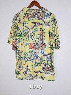 Polo Ralph Lauren hula pinup girls Hawaiian XL Shirt Floral camp beach palms HTF