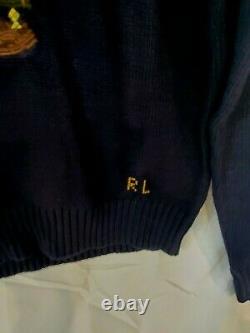 Polo Ralph Lauren mix clr Bear Crew Neck Knit blu Sweater Mens Large Brand NWT