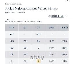 Polo Ralph Lauren x Naiomi Glasses Camp Blue Velvet Button Up Blouse Size 4
