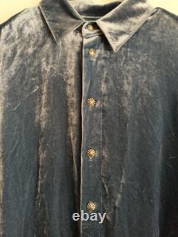 Polo Ralph Lauren x Naiomi Glasses Camp Blue Velvet Button Up Blouse Size 4