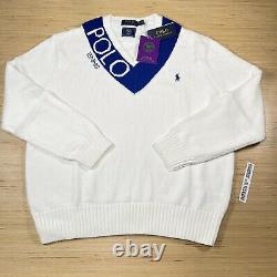 Polo Ralph Lauren x Wimbledon Collection Mens Tennis Sweater White XL $198