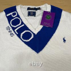 Polo Ralph Lauren x Wimbledon Collection Mens Tennis Sweater White XL $198