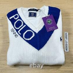 Polo Ralph Lauren x Wimbledon Collection Mens Tennis Sweater White XL $198