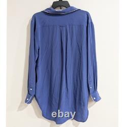 Polo by Ralph Lauren Royal Navy Silk Oversized Mulberry Shirt Women's M NEW