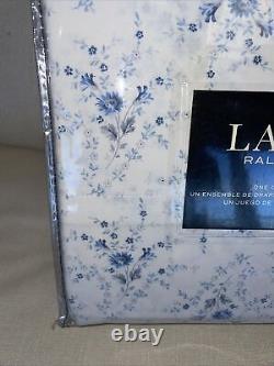 RALPH LAUREN COUNTRY BLUE FLORAL CAL KING SHEET SET 4 PC White NEW S45