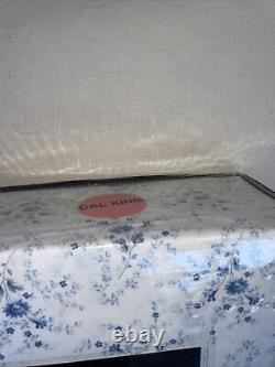 RALPH LAUREN COUNTRY BLUE FLORAL CAL KING SHEET SET 4 PC White NEW S45