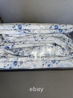 RALPH LAUREN COUNTRY BLUE FLORAL CAL KING SHEET SET 4 PC White NEW S45