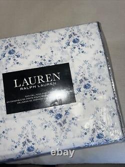 RALPH LAUREN COUNTRY BLUE FLORAL CAL KING SHEET SET 4 PC White NEW S45