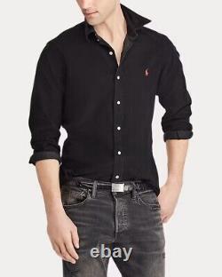 RALPH LAUREN Classic Fit Corduroy Shirt Black Size M Orig. $125 NWT