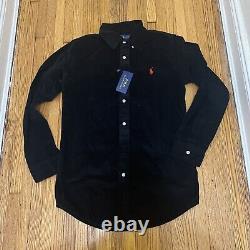 RALPH LAUREN Classic Fit Corduroy Shirt Black Size M Orig. $125 NWT