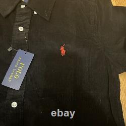 RALPH LAUREN Classic Fit Corduroy Shirt Black Size M Orig. $125 NWT