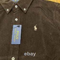 RALPH LAUREN Classic Fit Corduroy Shirt Brown Size L Orig. $125 NWT