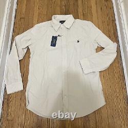 RALPH LAUREN Classic Fit Corduroy Shirt Cream Size L Orig. $125 NWT