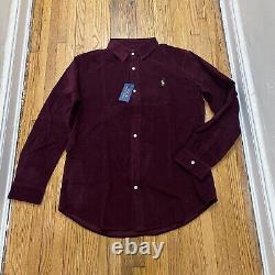 RALPH LAUREN Classic Fit Corduroy Shirt Red Size L Orig. $125 NWT