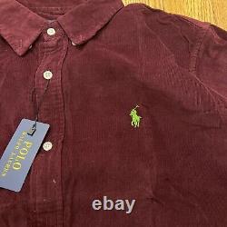 RALPH LAUREN Classic Fit Corduroy Shirt Red Size L Orig. $125 NWT