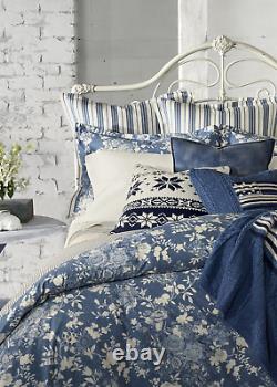 RALPH LAUREN Indigo Cottage Floral KING Duvet Cover Cotton Blue NEW