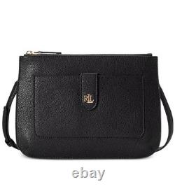 RALPH LAUREN Jamey pebbled leather small crossbody bag + Dust bag BLACK
