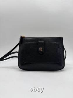 RALPH LAUREN Jamey pebbled leather small crossbody bag + Dust bag BLACK