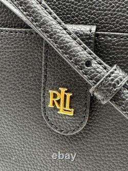 RALPH LAUREN Jamey pebbled leather small crossbody bag + Dust bag BLACK