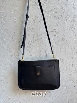 RALPH LAUREN Jamey pebbled leather small crossbody bag + Dust bag BLACK
