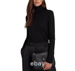 RALPH LAUREN Jamey pebbled leather small crossbody bag + Dust bag BLACK