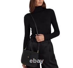 RALPH LAUREN Jamey pebbled leather small crossbody bag + Dust bag BLACK