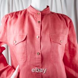 RALPH LAUREN New Pink Water Melon Peach Solid Women Linen Shirt Size XL