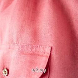 RALPH LAUREN New Pink Water Melon Peach Solid Women Linen Shirt Size XL