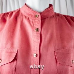 RALPH LAUREN New Pink Water Melon Peach Solid Women Linen Shirt Size XL